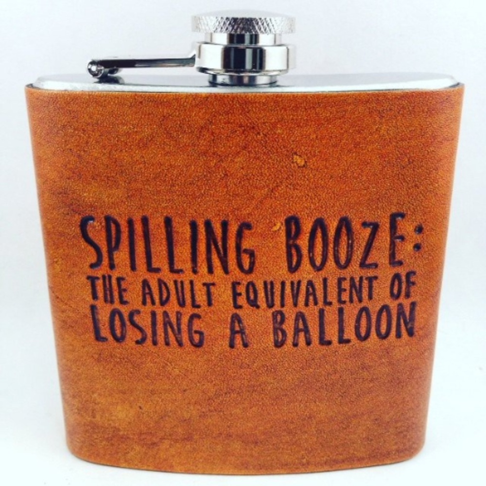 NEW Funny quote leather handmade flask 6 ounces